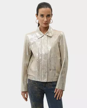 Куртка из натуральной кожи козы с блестящим фойл-покрытием