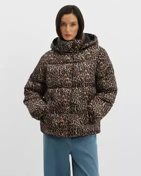 Куртка со стежкой и леопардовым принтом