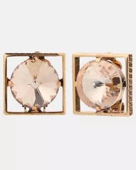 Квадратные серьги с крупным кристаллом