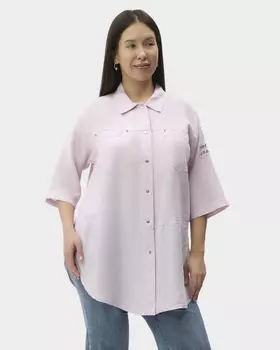 Льняная рубашка с металлическим декором на рукаве