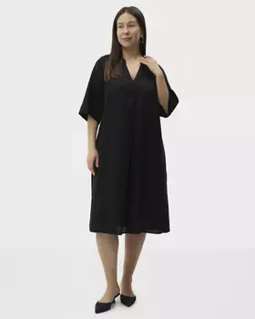 Льняное платье А-силуэта