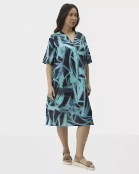 Льняное платье с абстрактным принтом