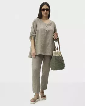 Льняные брюки зауженного кроя