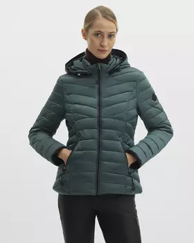 Легкая стеганая куртка с наполнителем из искусственного пуха и съемным капюшоном