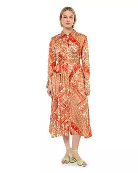 Lilly Bennet платье, р. 46, цвет Коричневый/белый/красный