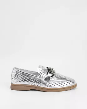 Лоферы, р. 39, цвет Серебряный