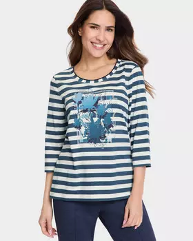 Лонгслив прямого кроя с цветочным принтом