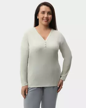 Лонгслив прямого кроя с декоративными пуговицами и люрексом в составе