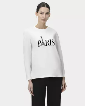 Лонгслив прямого силуэта с принтом спереди