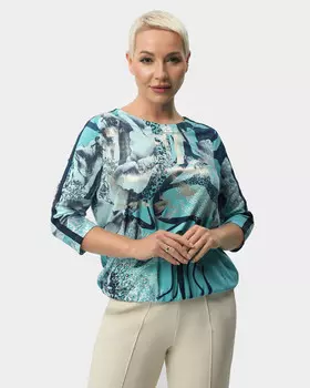 Лонгслив широкого кроя с ярким принтом