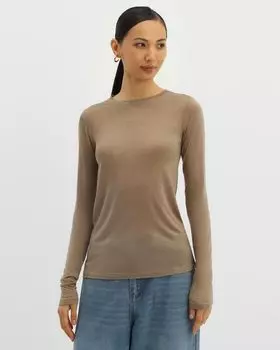 Лонгслив свободного кроя из тенсела с шерстью