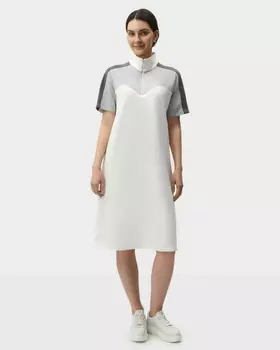 Миди-платье в спортивном стиле с воротником-стойкой