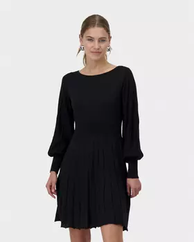 Мини-платье из шерстяного трикотажа с плиссированной юбкой