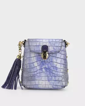 Мини-сумка из натуральной кожи с тисненым узором