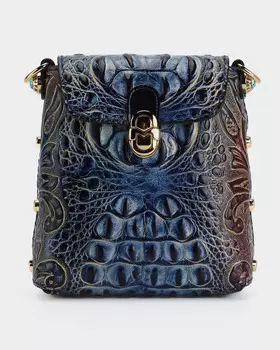 Мини-сумка из натуральной кожи с тисненым узором