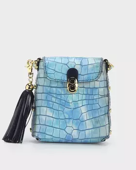 Мини-сумка из натуральной кожи с тисненым узором