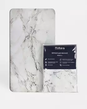 Набор для ванной комнаты: коврик и шторка «Белый мрамор»