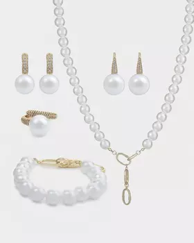 Набор колье, браслет, кольцо и два вида серег