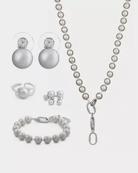 Набор: колье, браслет, серьги и два вида колец