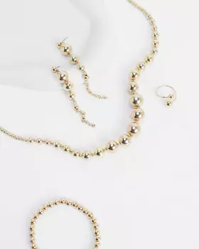 Набор: ожерелье, браслет, серьги, кольцо