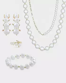 Набор: серьги, браслет, кольцо и два вида колье