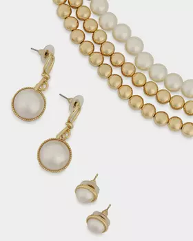 Набор: тройное колье и 2 пары сережек