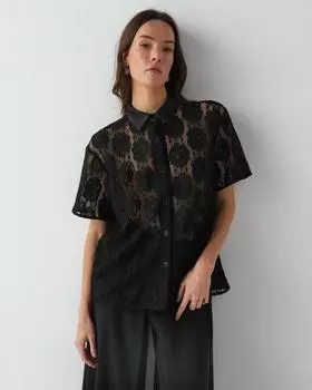 Кружевная рубашка с атласным отложным воротником