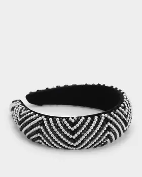 Ободок, украшенный контрастными бусинами