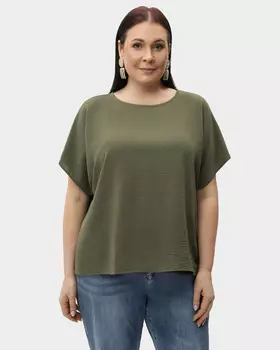 Однотонная блузка из шелковистого материала