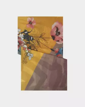 Палантин из шерсти и вискозы с цветочным принтом