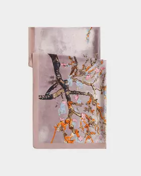 Палантин с флористичным принтом и шёлком в составе