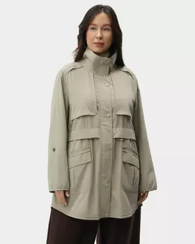 Парка с воротником-стойкой и кулиской по талии