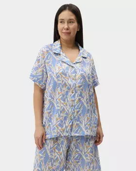 Пижамная рубашка из натурального хлопка с растительным принтом