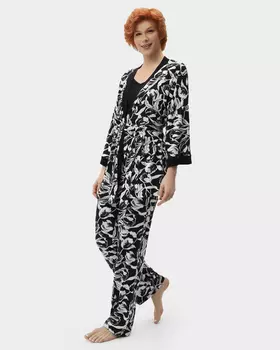 Пижамные брюки из нежной вискозы с растительным принтом