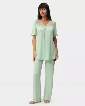 Пижамные брюки прямого силуэта из эластичной вискозы