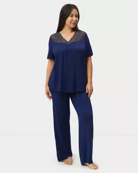 Пижамные брюки прямого силуэта из эластичной вискозы