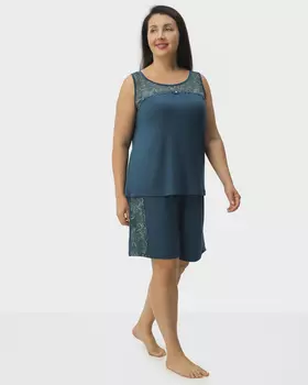 Пижамные шорты из вискозы с отделкой из кружева