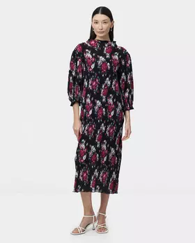 Платье полуприлегающего кроя с рукавом и цветочным принтом