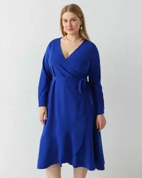 Платье миди на запах с V-образным вырезом