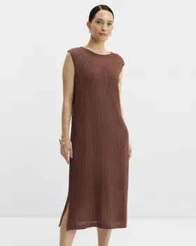 Вязаное платье миди прямого кроя на подкладке