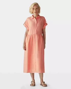 Платье-рубашка со сборкой на талии