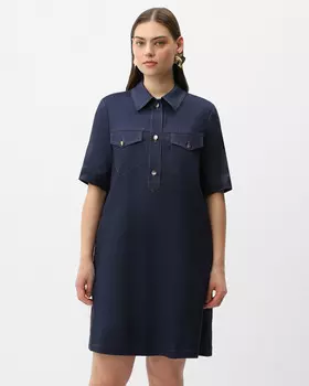 Платье с отложным воротником и нагрудными карманами