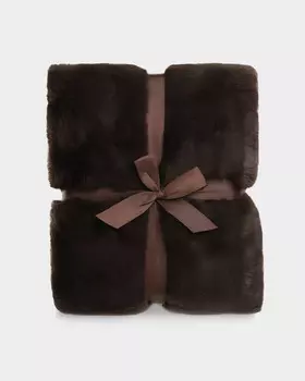 Плед «Шоколад» из искусственного кроличьего меха с эффектом жаккарда