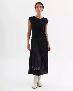 Плиссированная юбка миди с перфорацией