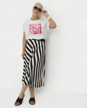 Плиссированная юбка в диагональную полоску