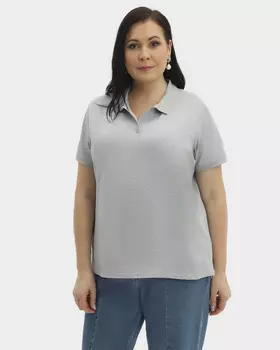 Поло из фактурного смесового хлопка