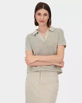 Поло из натурального хлопка с декором мерцающими стразами