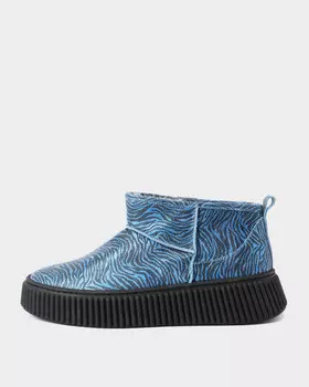 Полуботинки из натуральной кожи с анималистическим принтом на высокой подошве