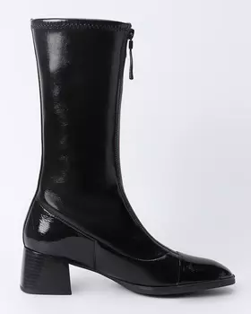 Полусапоги с комбинацией натуральной кожи и эластичного текстиля на молнии и технологией подошвы Triflow на устойчивом каблуке