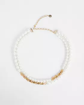 Позолоченное двухрядное колье с жемчугом Майорка